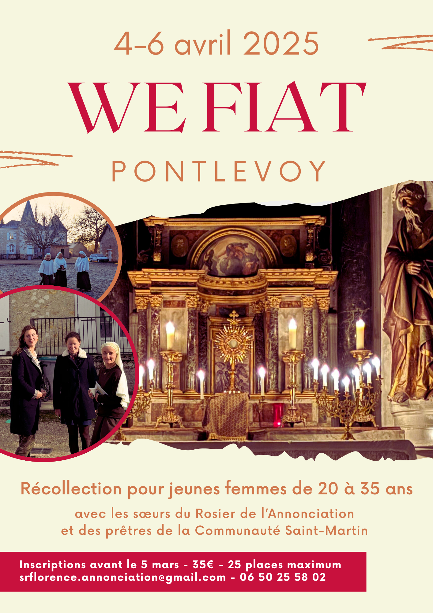 Retraite pour jeunes femmes : Week-End Fiat 4-6 avril 2025